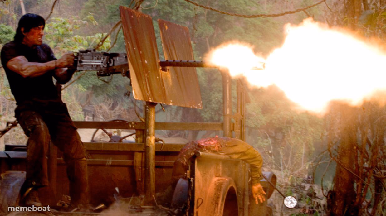 Rambo on a turret - meme generator image preview