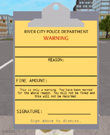 RCPD Warning Ticket