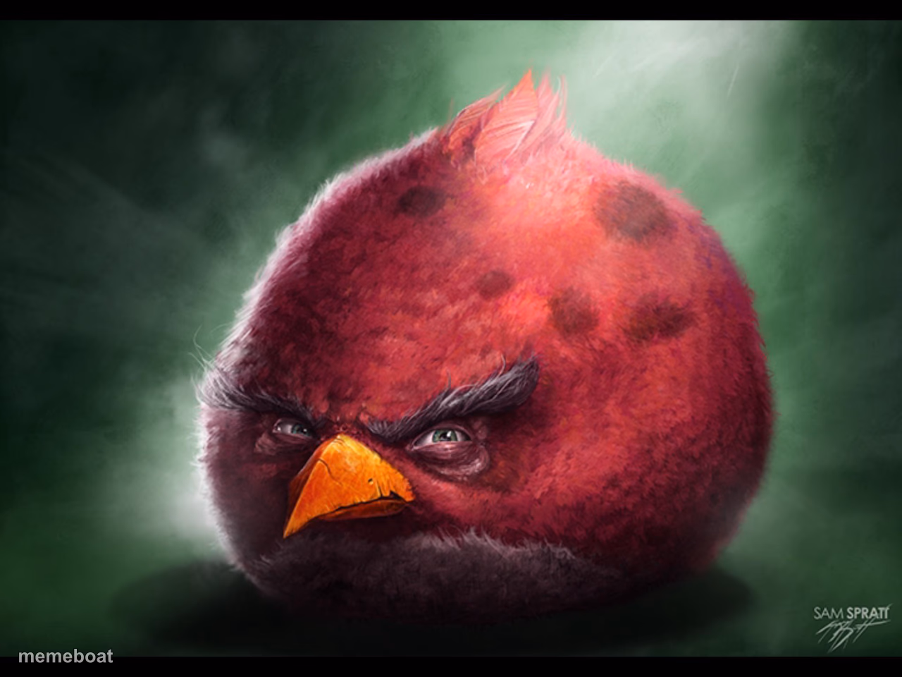 Realistic Angry Bird (big red) - meme generator image preview