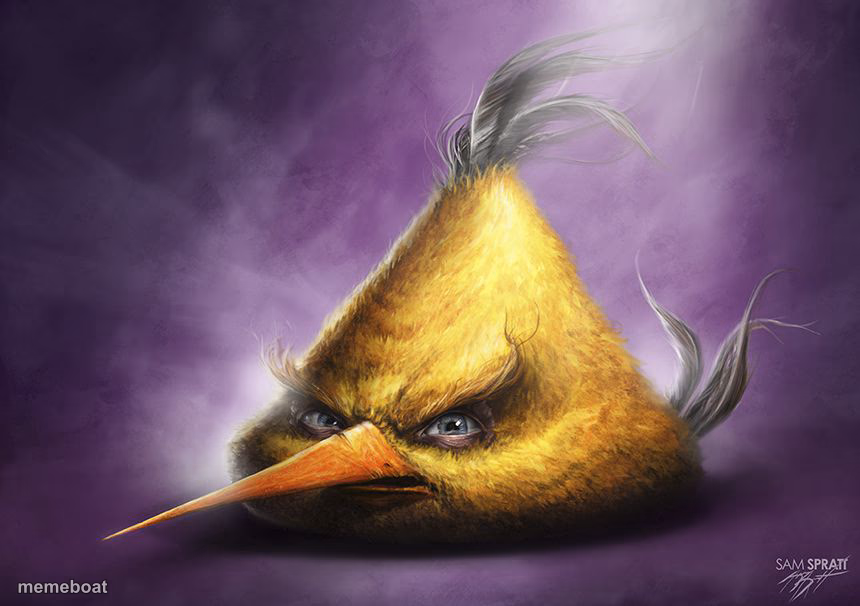 Realistic yellow angry bird - meme generator image preview