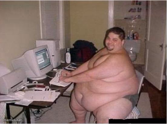really fat guy on computer - meme generator image preview
