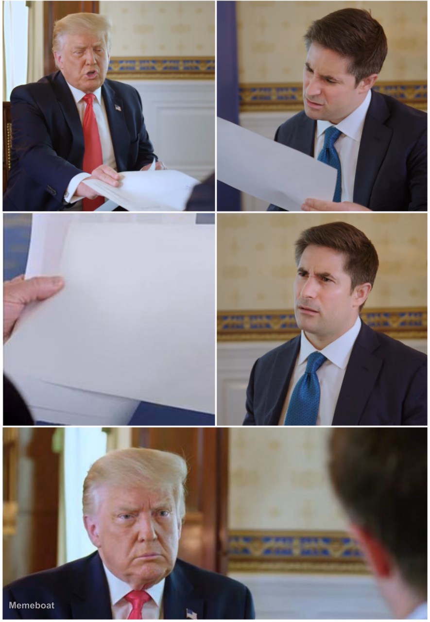 Reporter Reading Paper from Trump - meme generator image preview