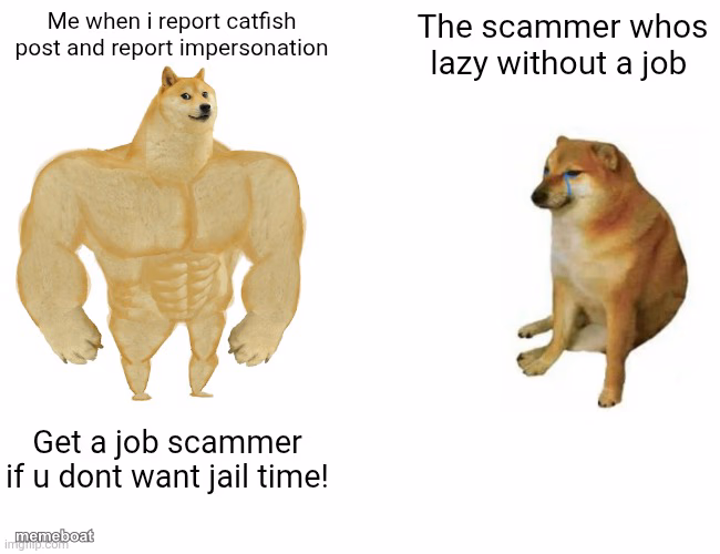 Reporting catfish scammers on Twitter - meme generator image preview