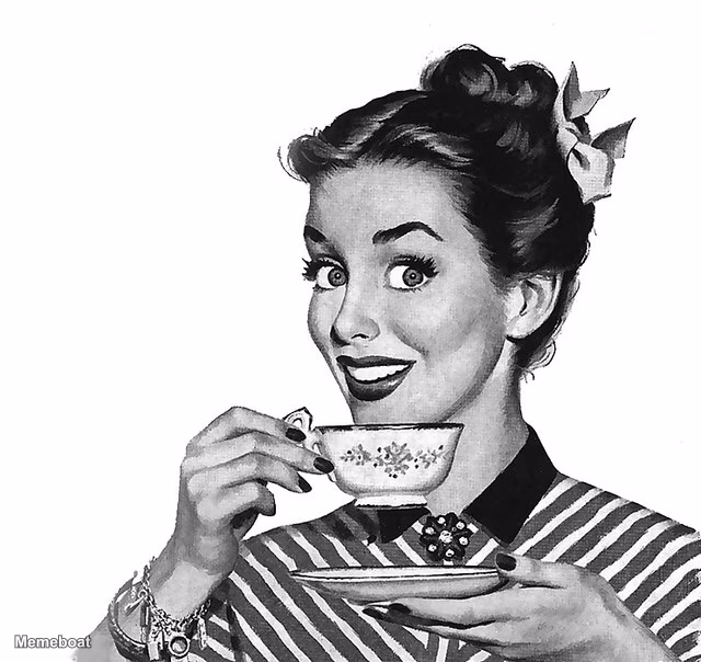 Retro woman teacup - meme generator image preview