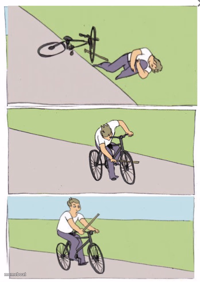 Reverse bike fall - meme generator image preview