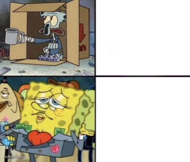 rich spongebob vs poor squidward - meme generator image preview