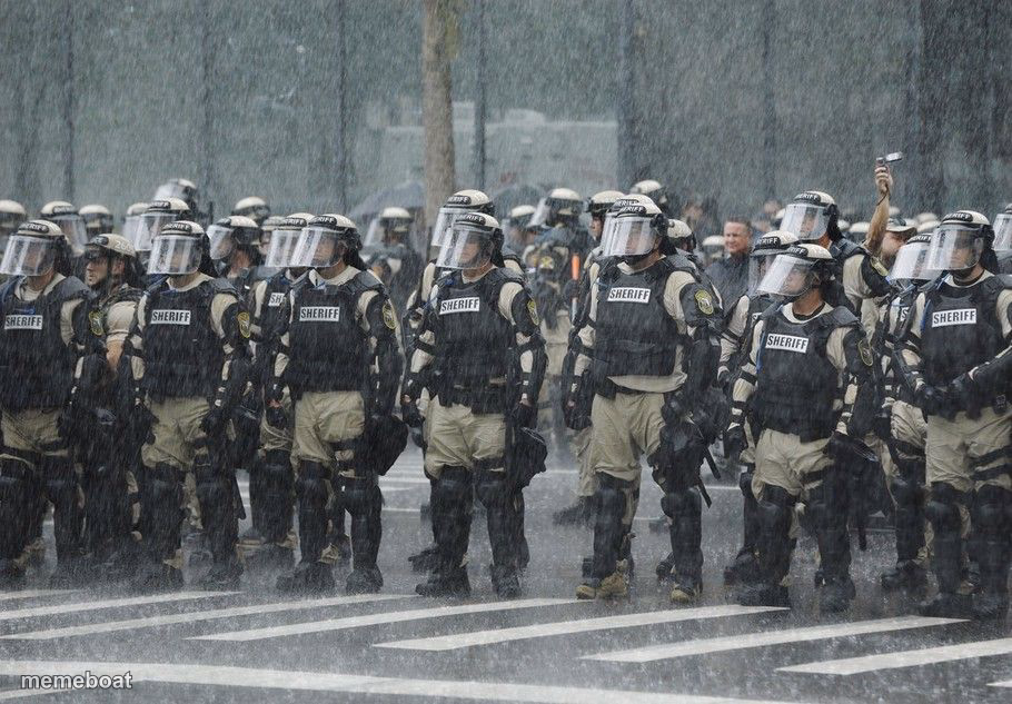 Riot Police Rain Storm - meme generator image preview