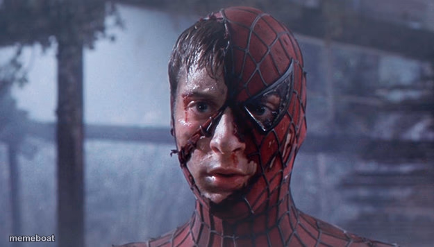 Ripped Mask Tobey Maguire Spiderman - meme generator image preview
