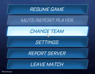 Rocket League "Change Team"