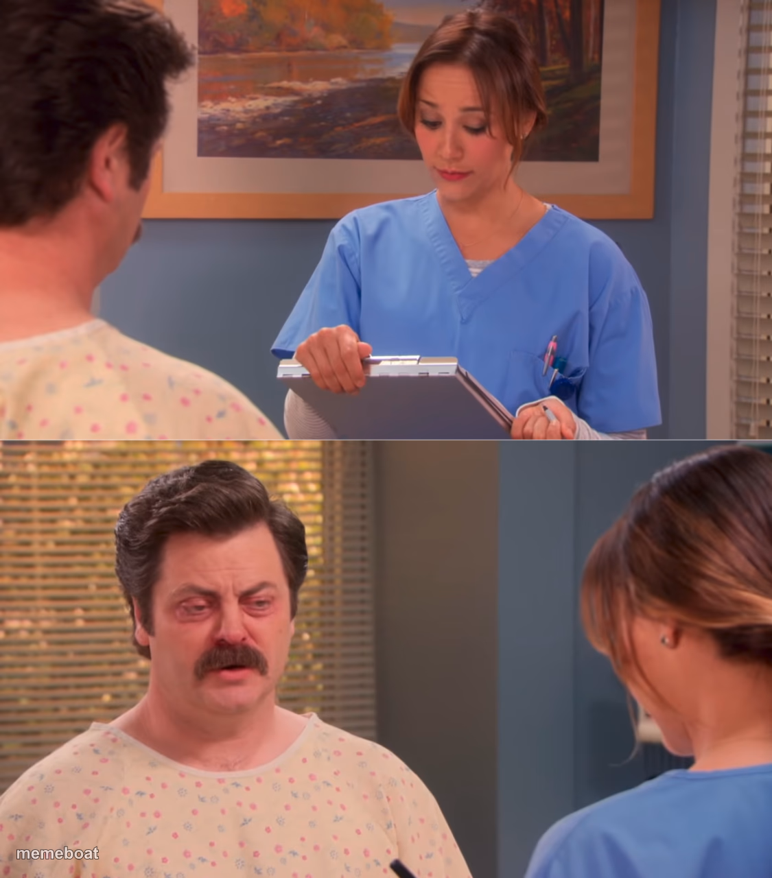 Ron Swanson Nurse Reveal - meme generator image preview
