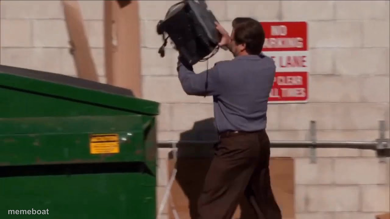 Ron swanson throws the computer - meme generator image preview