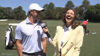 Rory McIlroy Making TV Golf Presenter Amanda Balionis Laugh During Interview - Masters 2026