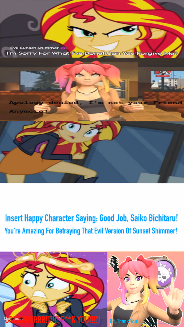 Evil Sunset Shimmer Apology - meme generator image preview