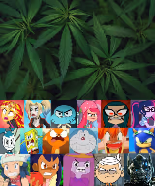 Angry Cartoons Weed Grid