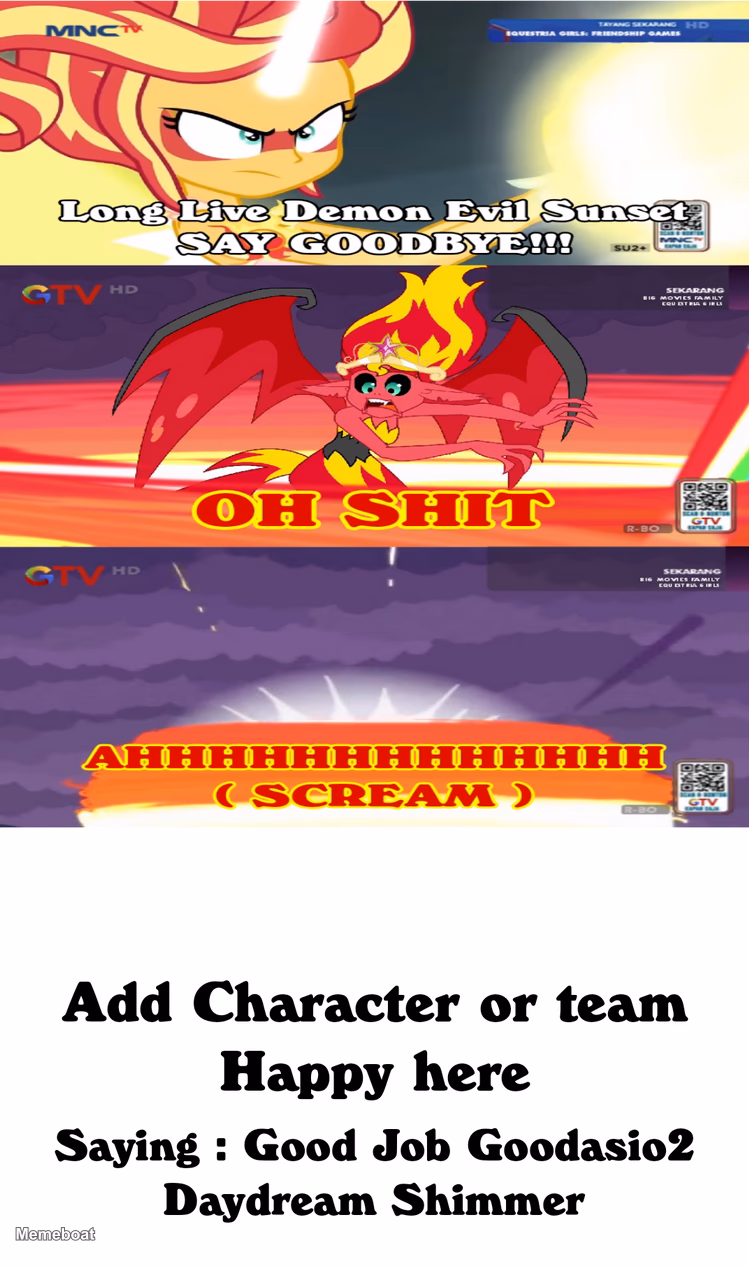 Demon Sunset Shimmer Scream - meme generator image preview