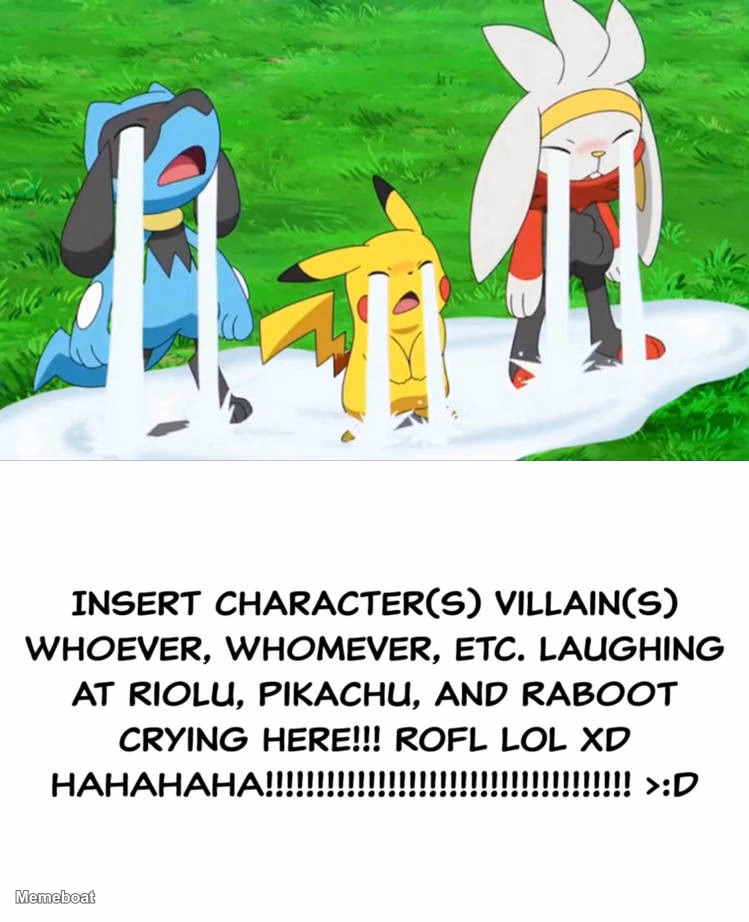 Riolu Pikachu Raboot Crying - meme generator image preview