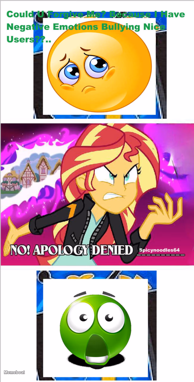 Sunset Shimmer No Apology Denied - meme generator image preview