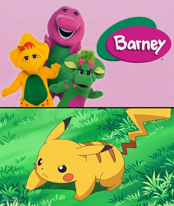 Barney To Feral Pikachu - meme generator image preview