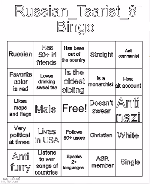 Russian_Tsarist_8 Bingo - meme generator image preview