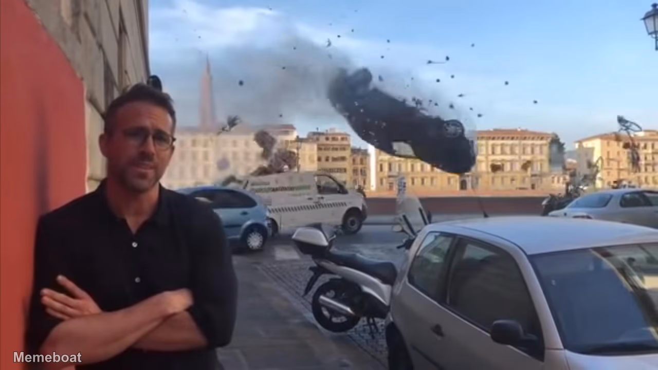 Ryan Reynolds Explosion - meme generator image preview