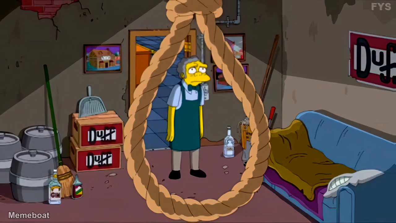 Sad Moe Hanging Rope - meme generator image preview
