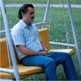 Sad Pablo alone on swing - square