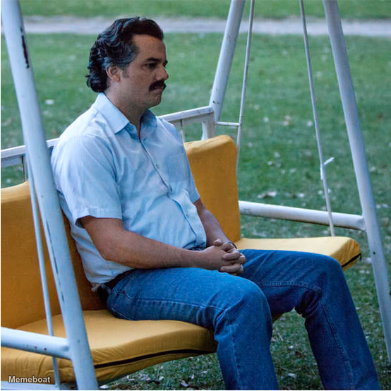 Sad Pablo alone on swing - square - meme generator image preview