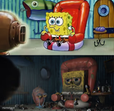 Sad spongebob watching tv