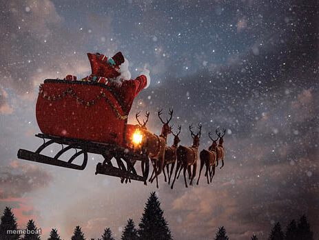 Santa Claus riding on sleigh - meme generator image preview
