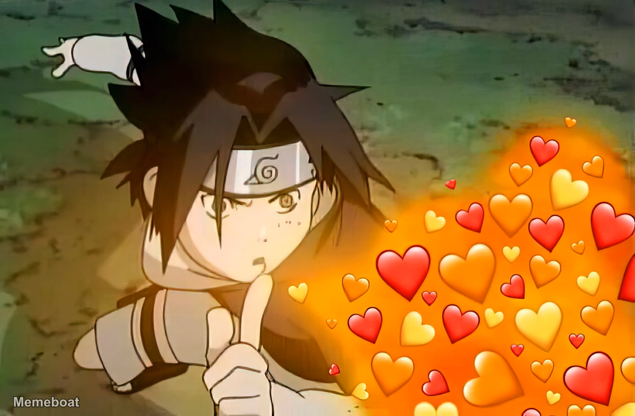 Sasuke Love Hearts - meme generator image preview