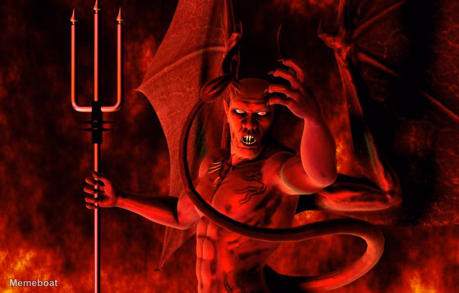 Red Devil With Pitchfork - meme generator image preview