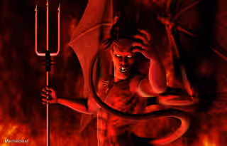 Red Devil With Pitchfork