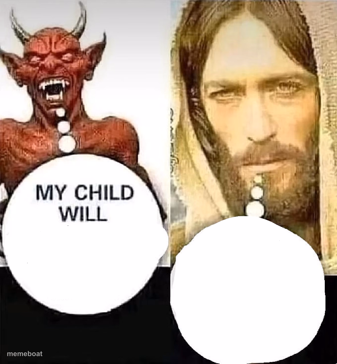 Satan vs Jesus - meme generator image preview