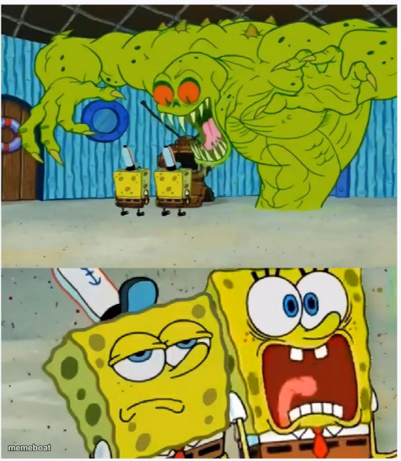 Scared not scared spongebob against ghost - meme generator image preview