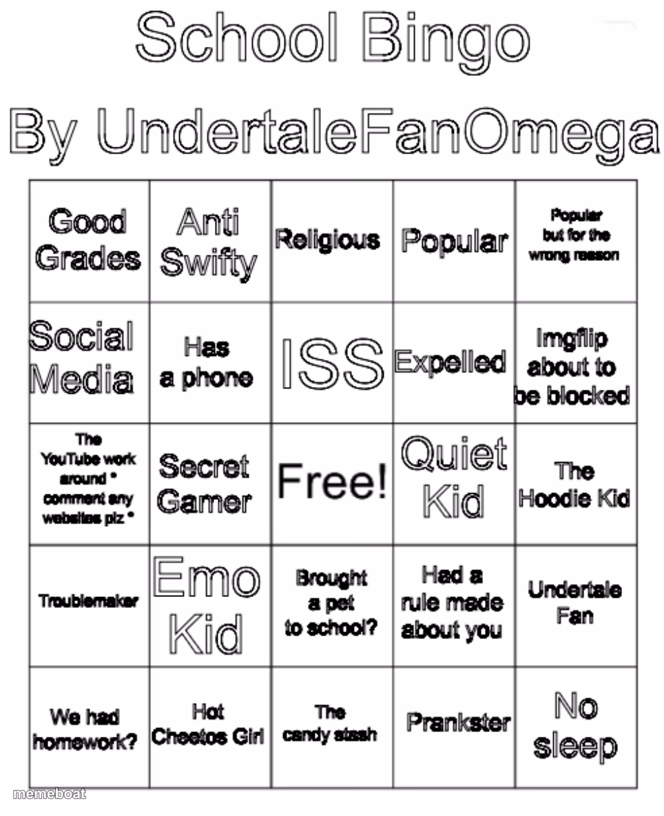 School Bingo - meme generator image preview