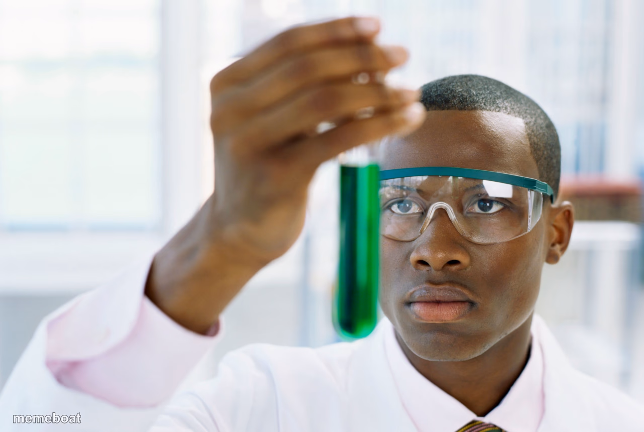 Scientist holding test tube - meme generator image preview