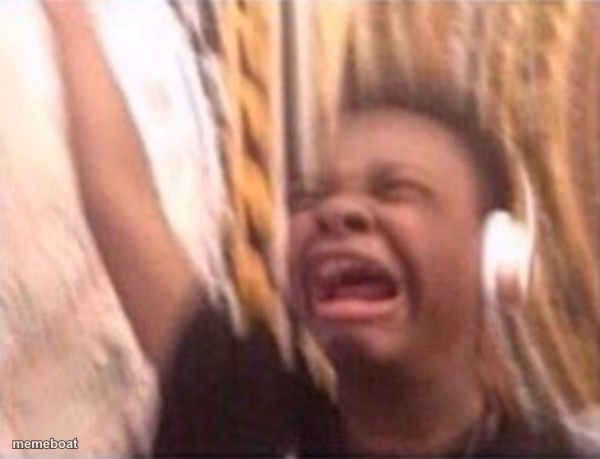 screaming kid witch headphones - meme generator image preview