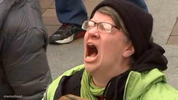 Screaming Trump Protester at Inauguration - meme generator image preview