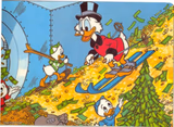 Scrooge McDuck Skiing on Money
