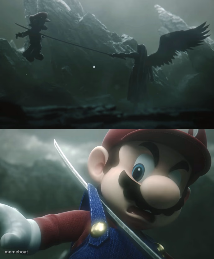 Sephiroth Impaling Mario in Smash - meme generator image preview