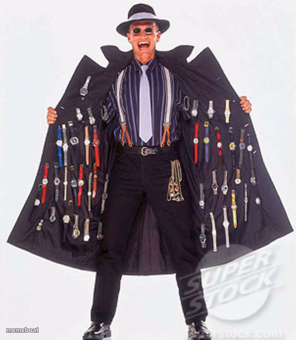 Shady Guy Selling Watches In Trench Coat - meme generator image preview