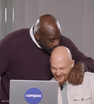 Shaq Kisses Amjad's Head
