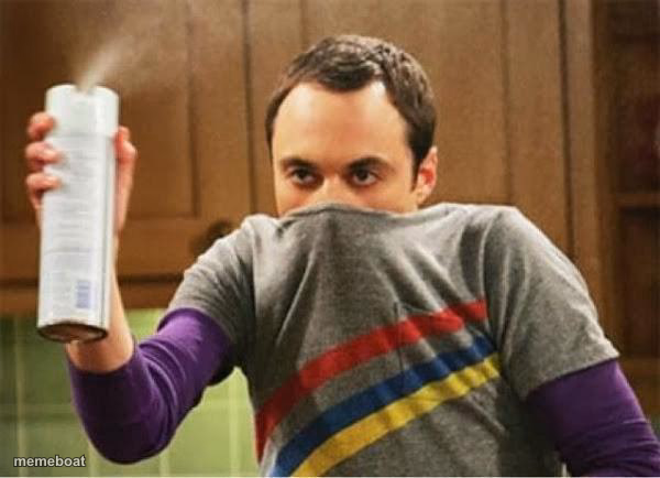 Sheldon - Go Away Spray - meme generator image preview