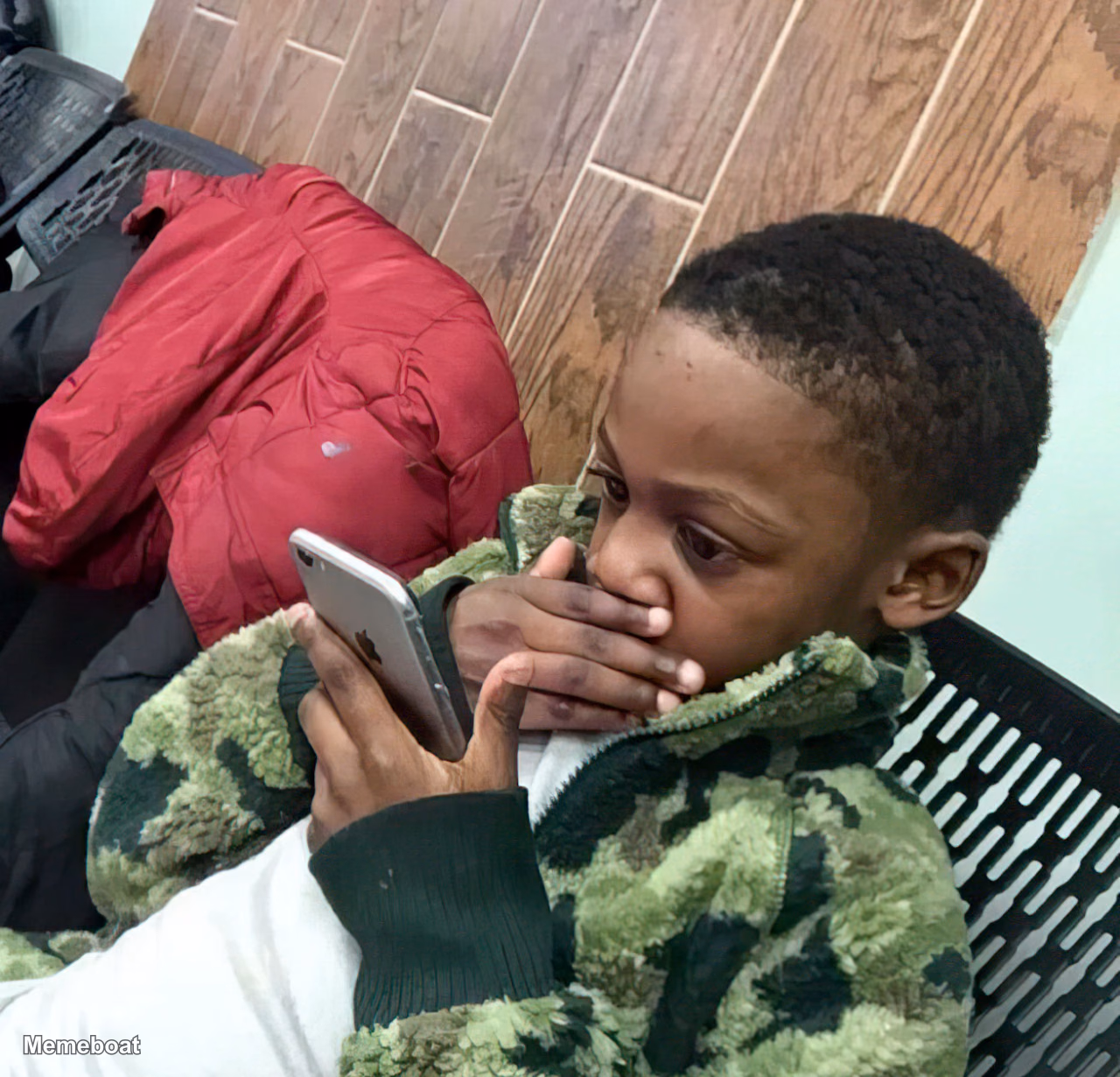 Shocked Kid on Phone - meme generator image preview