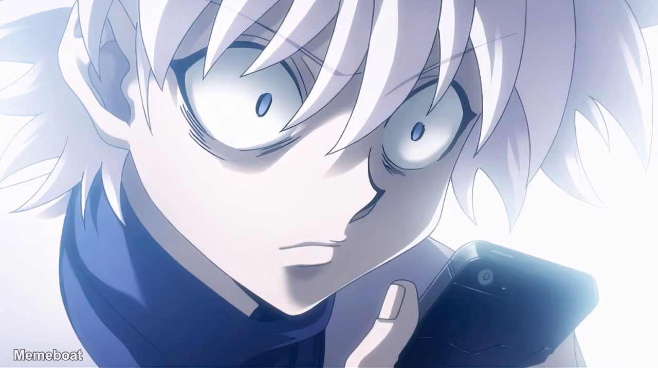 Shocked Killua on Phone - meme generator image preview