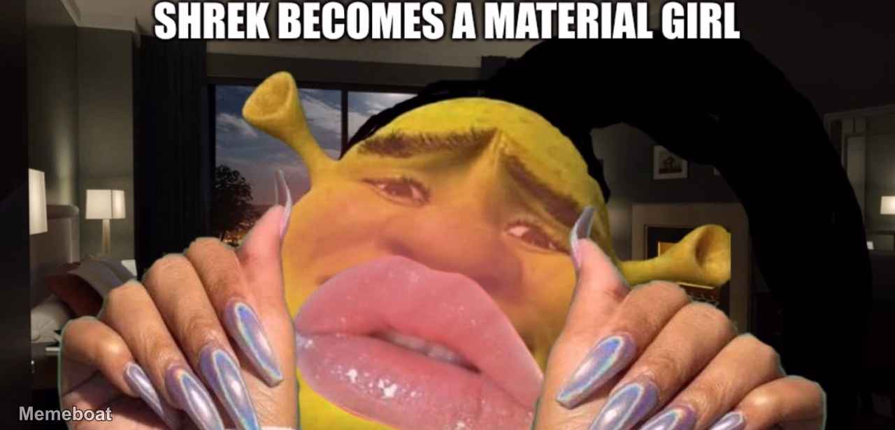 Shrek Becomes a Material Girl - meme generator image preview