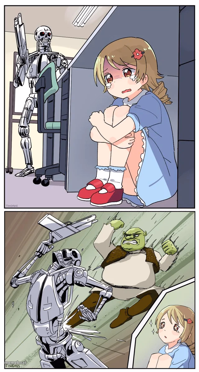 shrek killing terminator - meme generator image preview