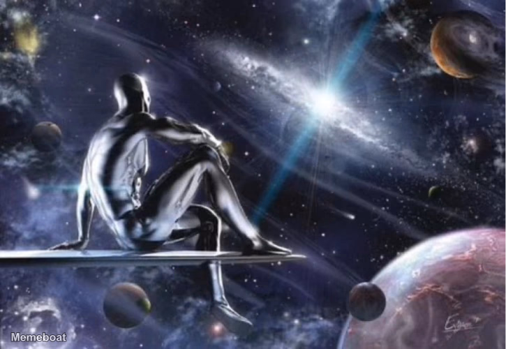 Silver Surfer Watching Universe - meme generator image preview
