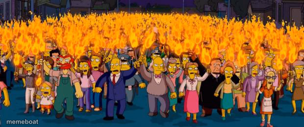 Simpsons angry mob torches - meme generator image preview