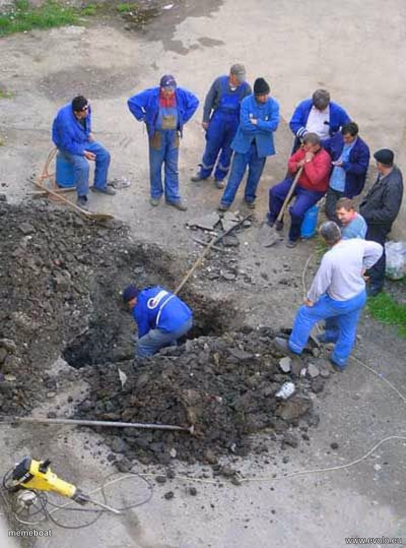 single worker digging hole - meme generator image preview